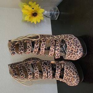 2 Lips Too sexy lace up cheetah heels